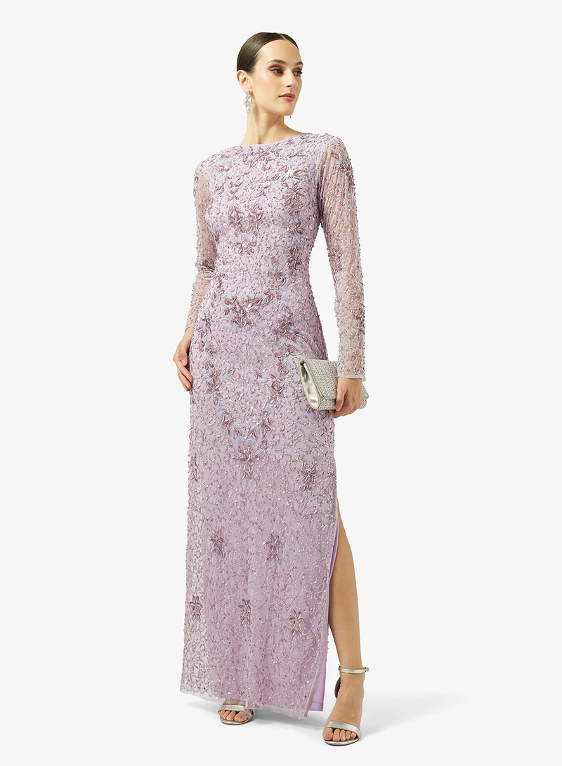 Namshi x  Bead Embellished Evening Gown with Scoop Back for Women | Best Price UAE